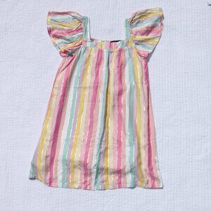 Andy & Evan Easter Pastel Rainbow Stripe Dress Flutter Sleeve Girls Size 6x